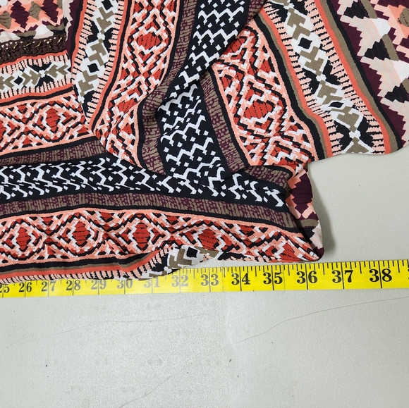 Catherines Womens Plus 3/4 Sleeve Beaded Tunic Blouse Size 5X Orange Aztec Print - Picture 6 of 10